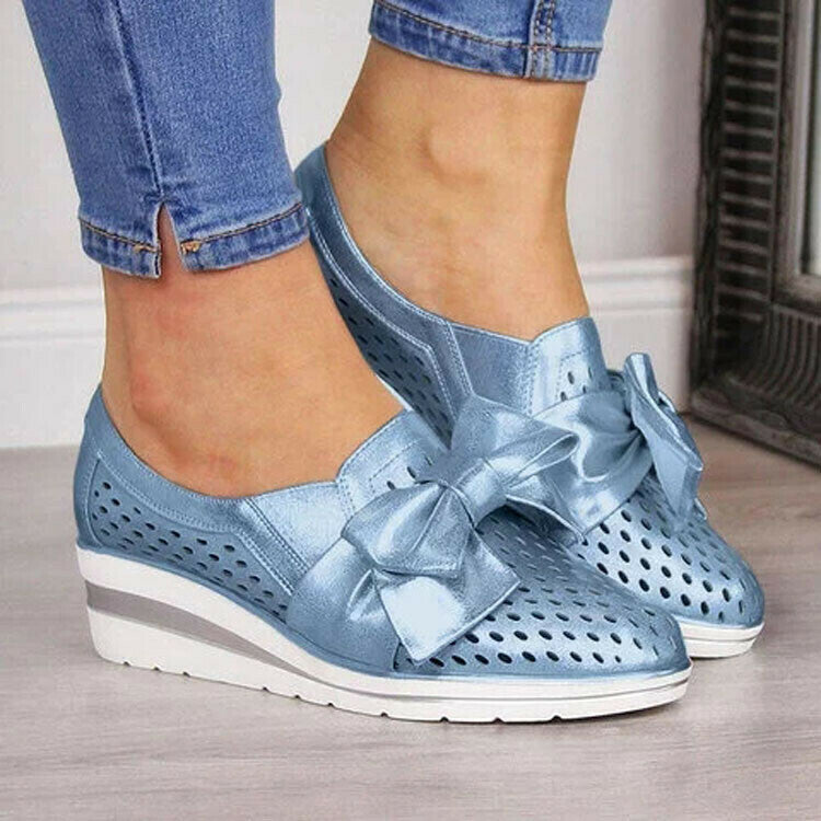 Zapatos Casuales De Cuero Con Cordones Para Mujer