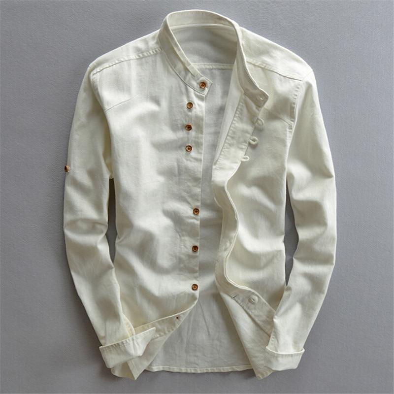 CAMISA DE MEZCLA DE LINO DE MANGA LARGA