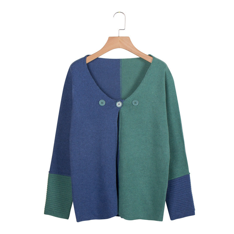 Jersey De Punto De Costura Con Botones En La Parte Superior Suéter Con Cuello En V Mujer