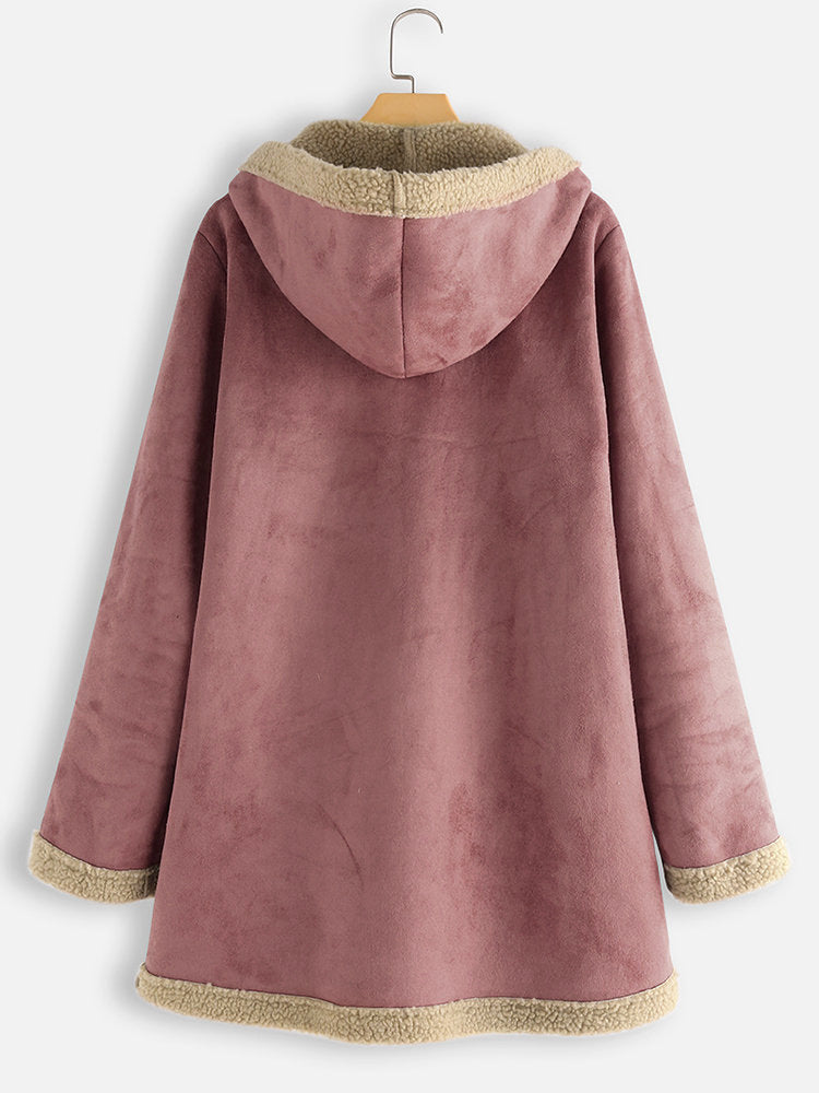 Chaqueta De Algodón Casual Con Capucha Y Vellón De Cuero