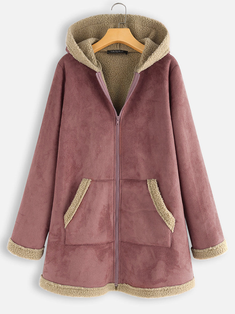 Chaqueta De Algodón Casual Con Capucha Y Vellón De Cuero