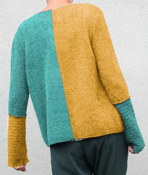 Jersey De Punto De Costura Con Botones En La Parte Superior Suéter Con Cuello En V Mujer