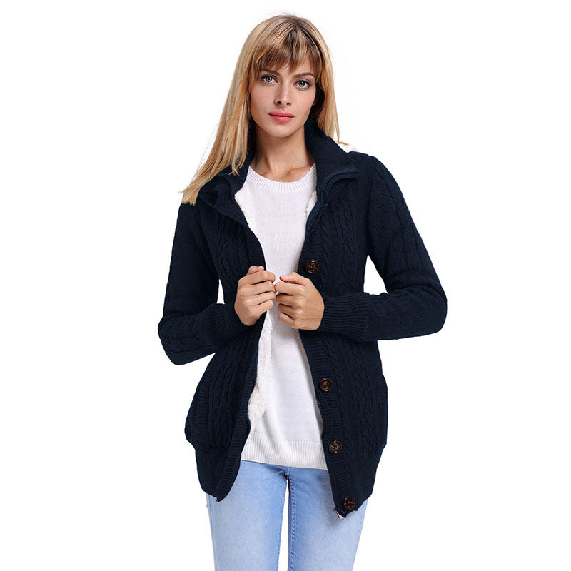 Suéter De Punto Para Mujer Cárdigan De Color Sólido Para Mujer Chaqueta Casual De Manga Larga Con Capucha