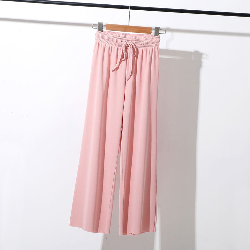 Pantalones anchos de seda de hielo para mujer