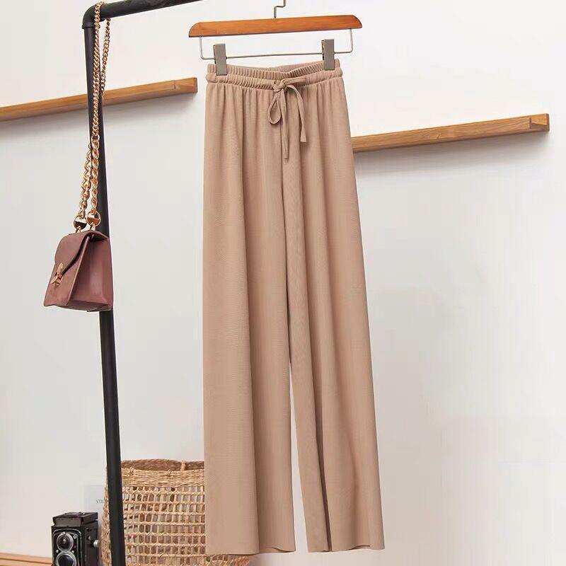 Pantalones holgados de seda helada con drapeado extragrande - MXbueno