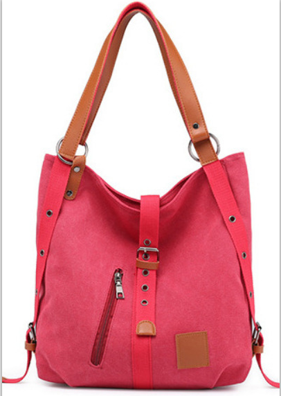 2021 Estilo Bolsos De Las Mujeres 2-en-1 Mochila Lona Mochila-hombro Bolsa