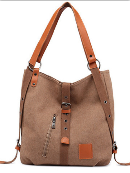 2021 Estilo Bolsos De Las Mujeres 2-en-1 Mochila Lona Mochila-hombro Bolsa