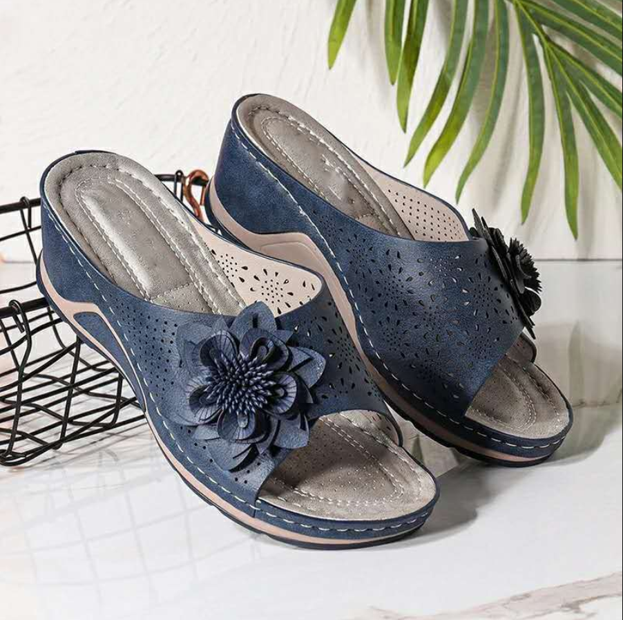 Verano 2021 flores de tacón alto sandalias casuales de moda al aire libre para mujer