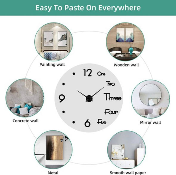 Reloj De Pared 3D Moderno Sin Marco De Bricolaje