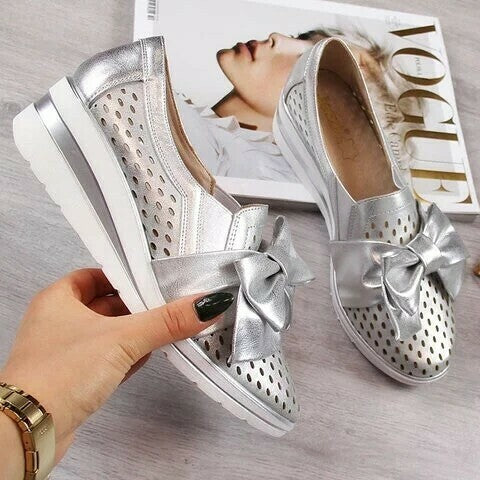Zapatos Casuales De Cuero Con Cordones Para Mujer