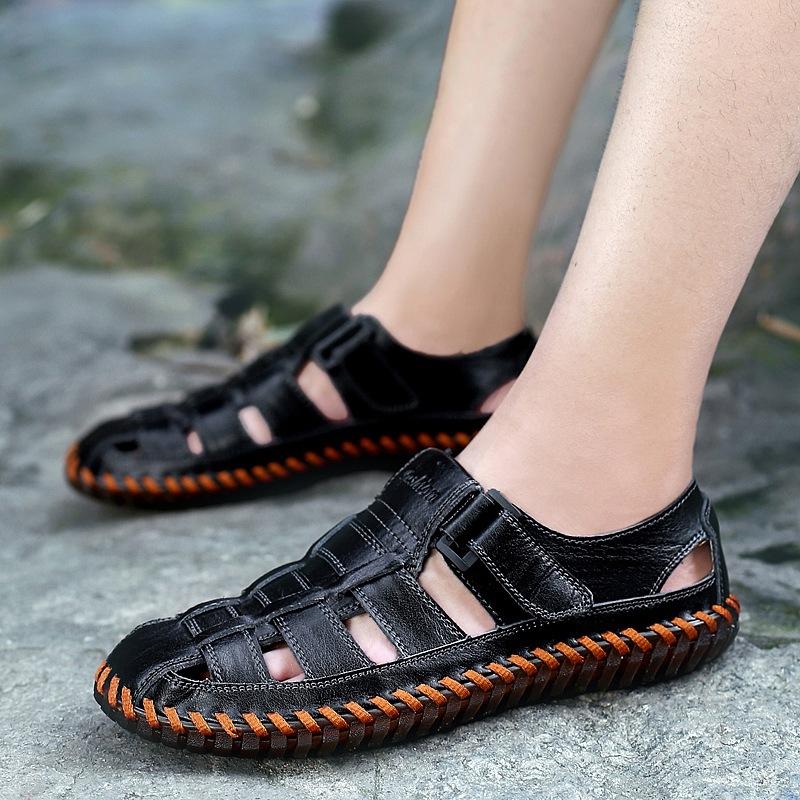 Sandalias De Vestir De Piel Tejida A Mano
