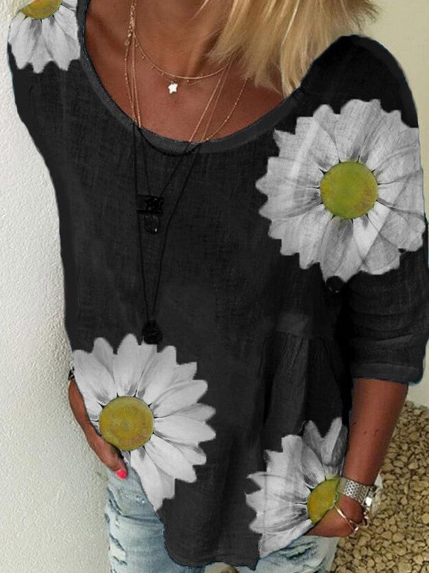 Camisa Blanca de Algodón Mezclado Casual