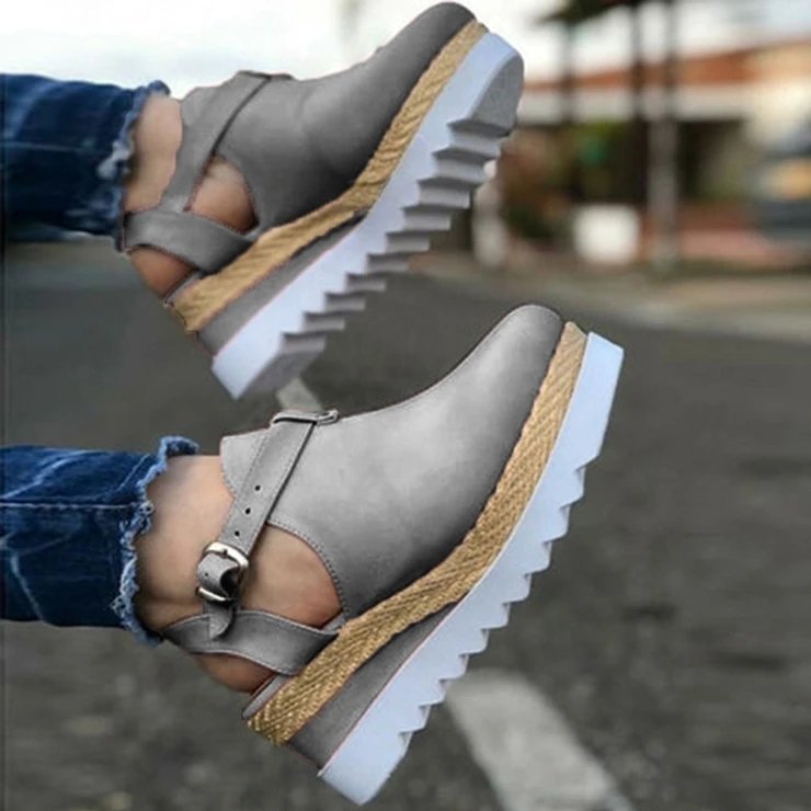 Sofiawears mujer cerrado tobillo correa hebilla Slingback wedge sandalias
