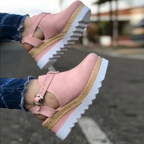 Sofiawears mujer cerrado tobillo correa hebilla Slingback wedge sandalias