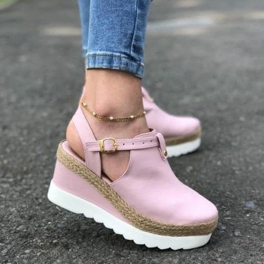 Sofiawears mujer cerrado tobillo correa hebilla Slingback wedge sandalias