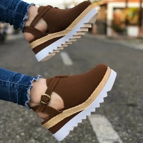 Sofiawears mujer cerrado tobillo correa hebilla Slingback wedge sandalias