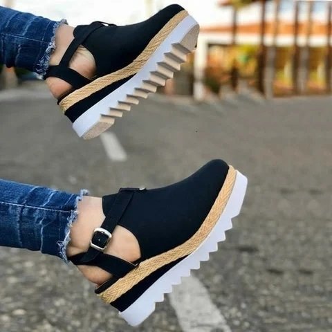 Sofiawears mujer cerrado tobillo correa hebilla Slingback wedge sandalias