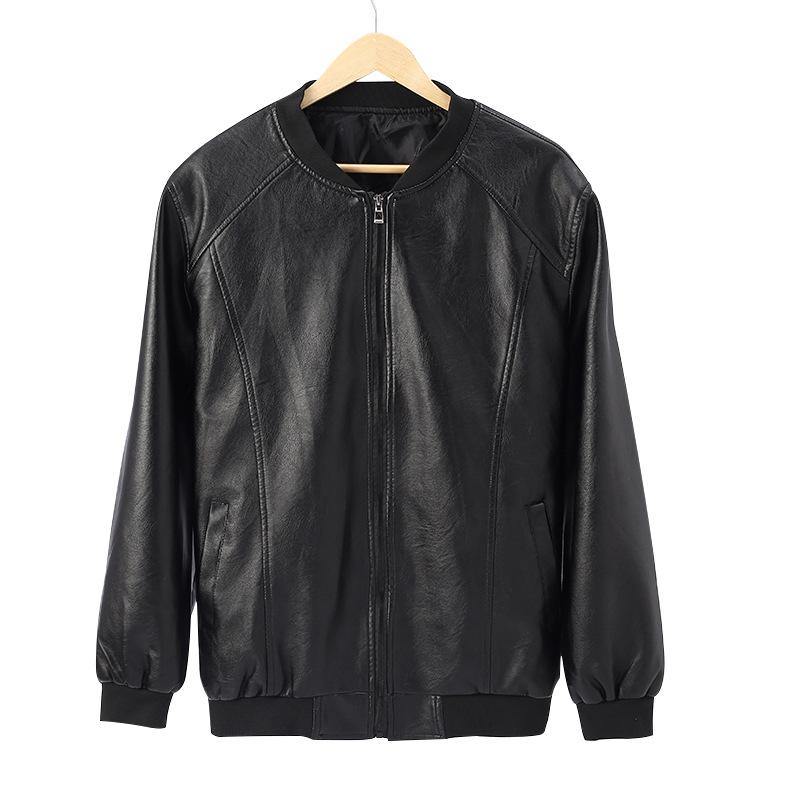 Chaqueta de cuero con cremallera para hombre - MXbueno