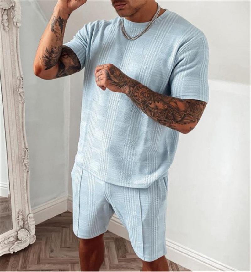 2021 verano traje casual de dos piezas para hombre