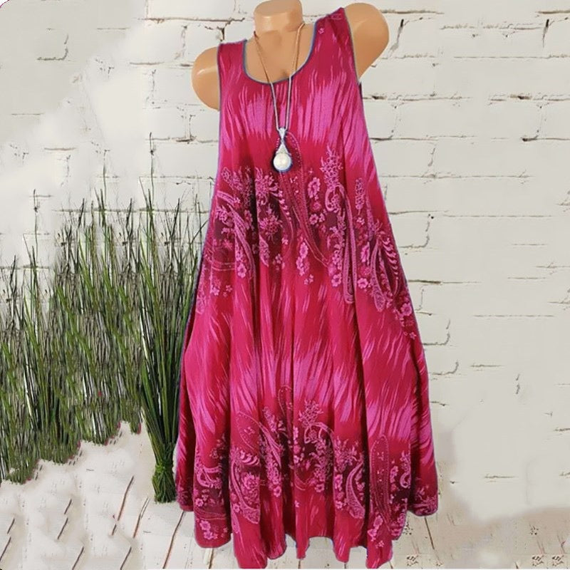 Vestido floral con cuello redondo
