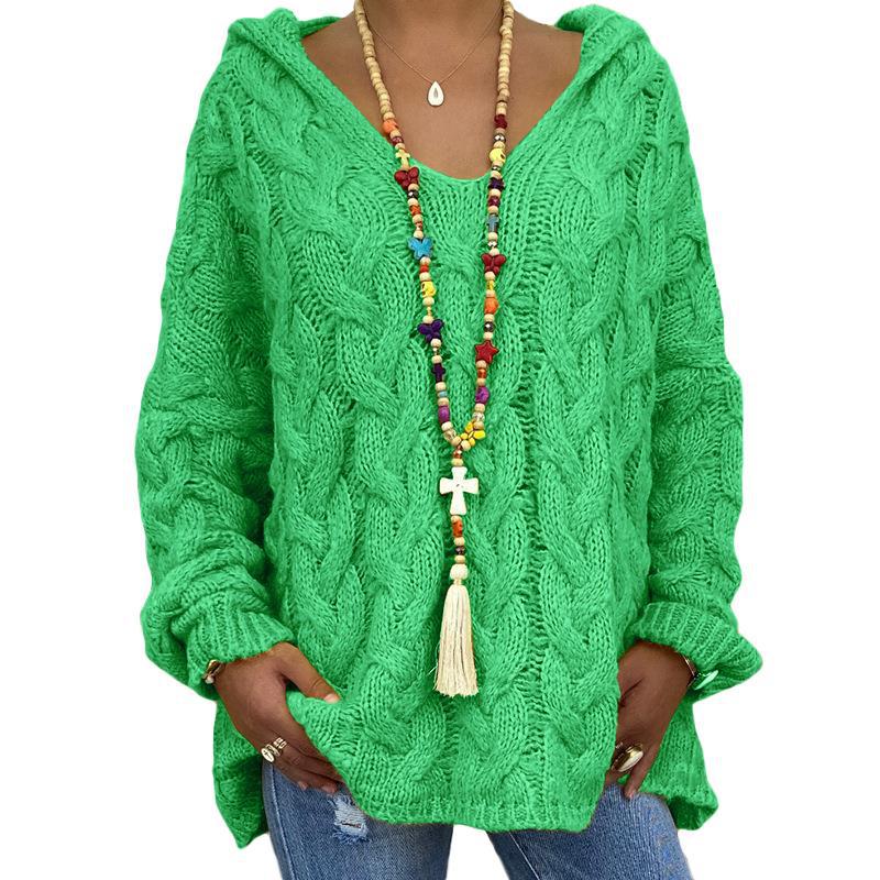 Sudadera Con Capucha De Punto Retorcido De Color Sólido Europeo Y Americano