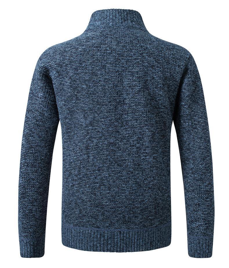 Chaqueta de punto de manga larga informal con bolsillo inclinado de algodón de punto con cremallera para hombre - MXbueno