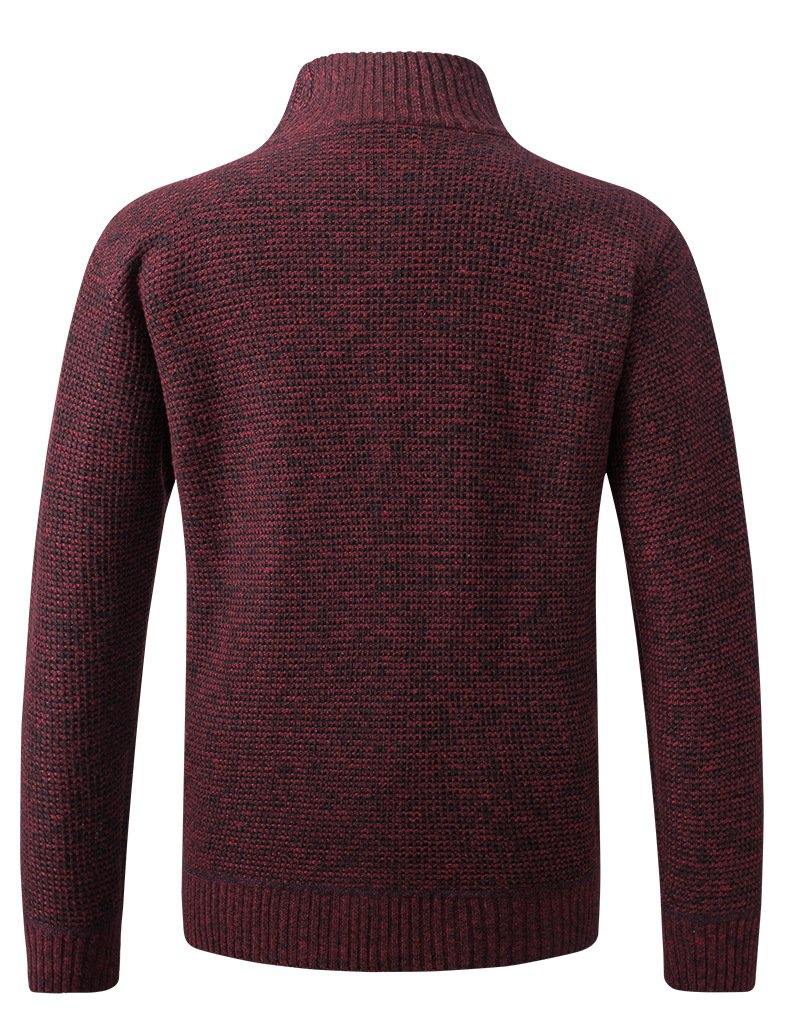 Chaqueta de punto de manga larga informal con bolsillo inclinado de algodón de punto con cremallera para hombre - MXbueno