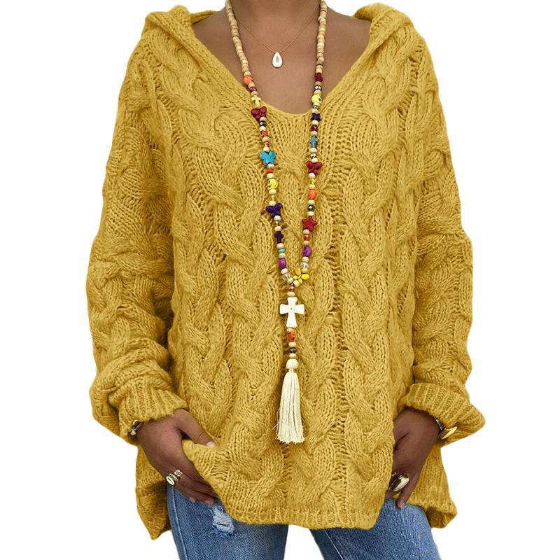Sudadera Con Capucha De Punto Retorcido De Color Sólido Europeo Y Americano