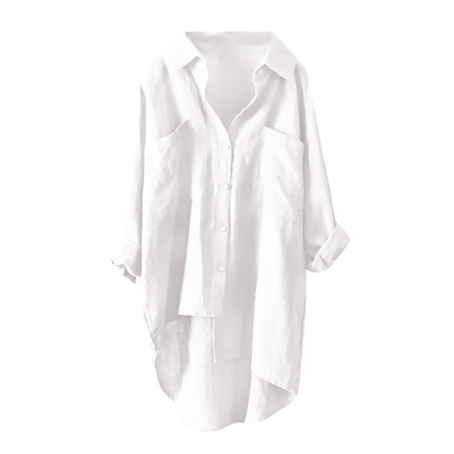 Camisa De Color Sólido De Estilo Casual, Nuevo Producto De Otoño, Rebeca Para Mujer, Doble Bolsillo, Manga Larga, Temperamento, Top