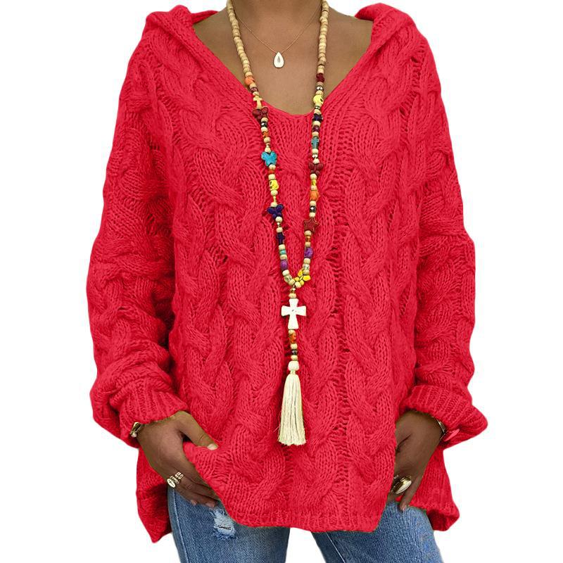 Sudadera Con Capucha De Punto Retorcido De Color Sólido Europeo Y Americano