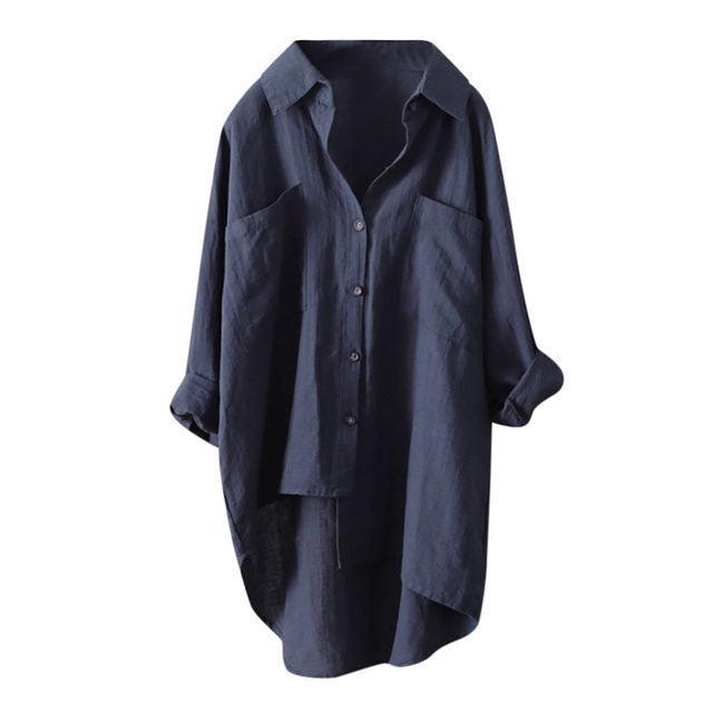 Camisa De Color Sólido De Estilo Casual, Nuevo Producto De Otoño, Rebeca Para Mujer, Doble Bolsillo, Manga Larga, Temperamento, Top