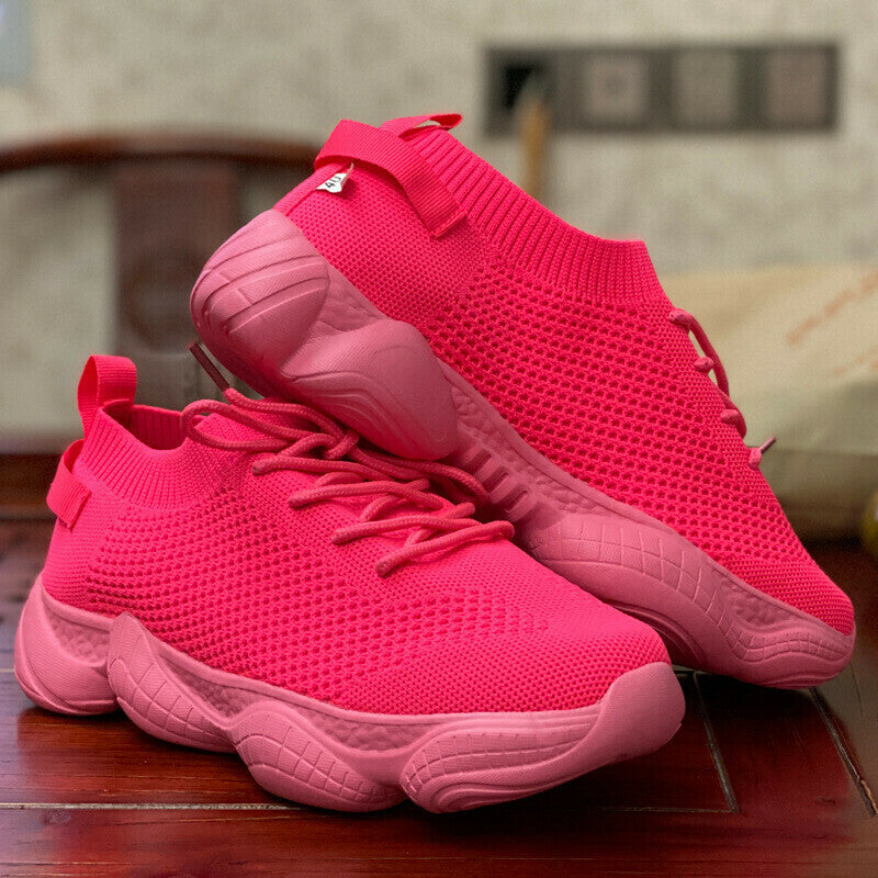 Zapatillas deportivas de malla transpirable con cordones para mujer
