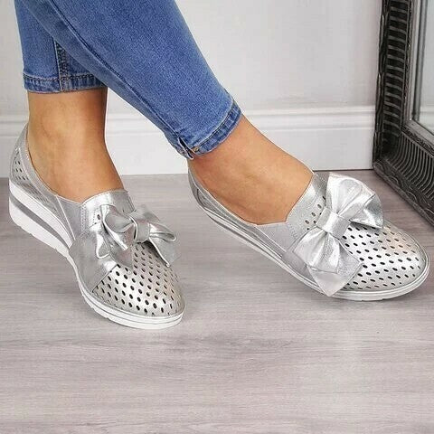 Zapatos Casuales De Cuero Con Cordones Para Mujer