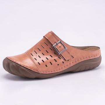 Mule sandalias para Mujeres metal hebilla cuero abierto tacón casual