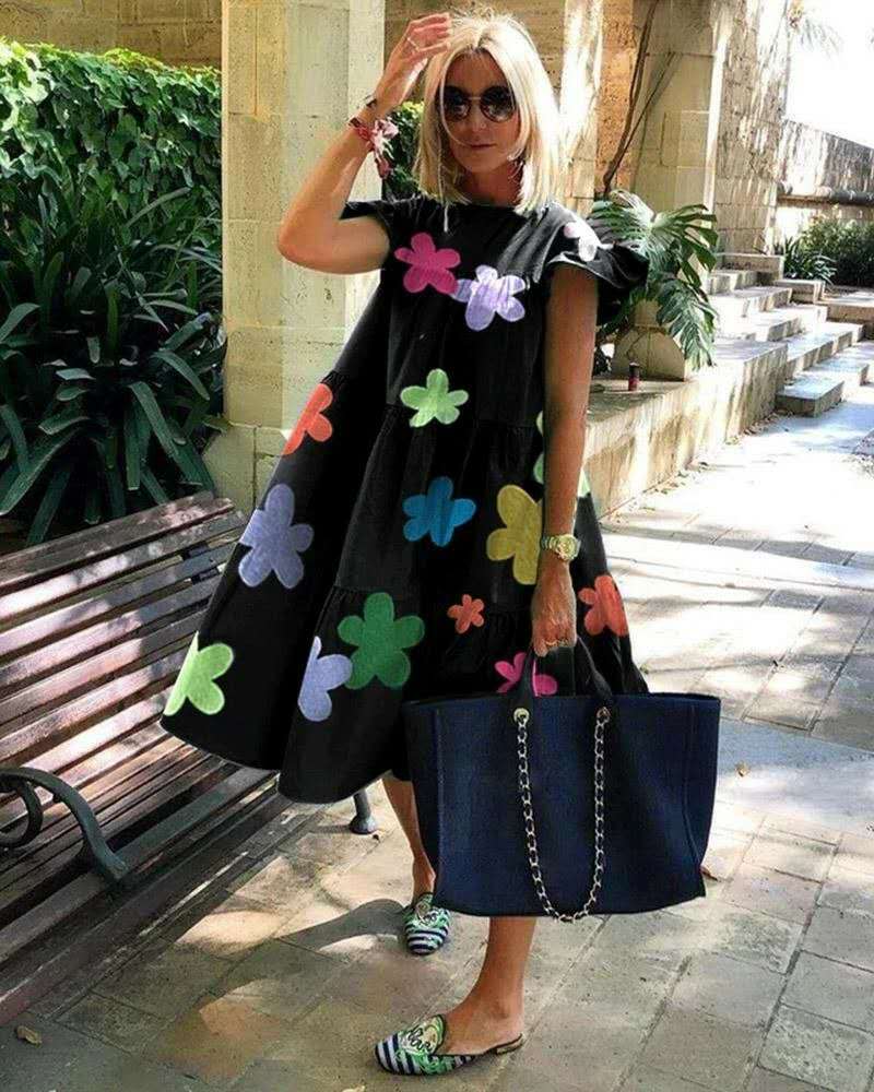 Vestido de una línea impresa dulce