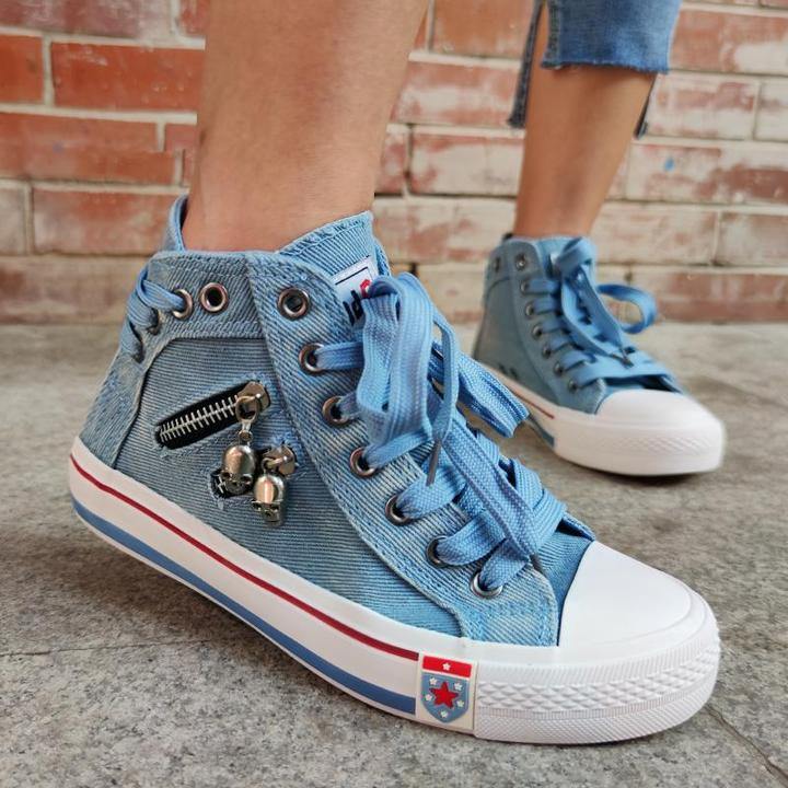 Zapatos de lona para mujer con cremallera de fondo plano - MXbueno