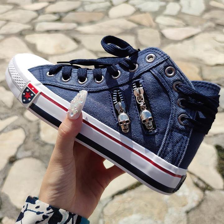 Zapatos de lona para mujer con cremallera de fondo plano - MXbueno