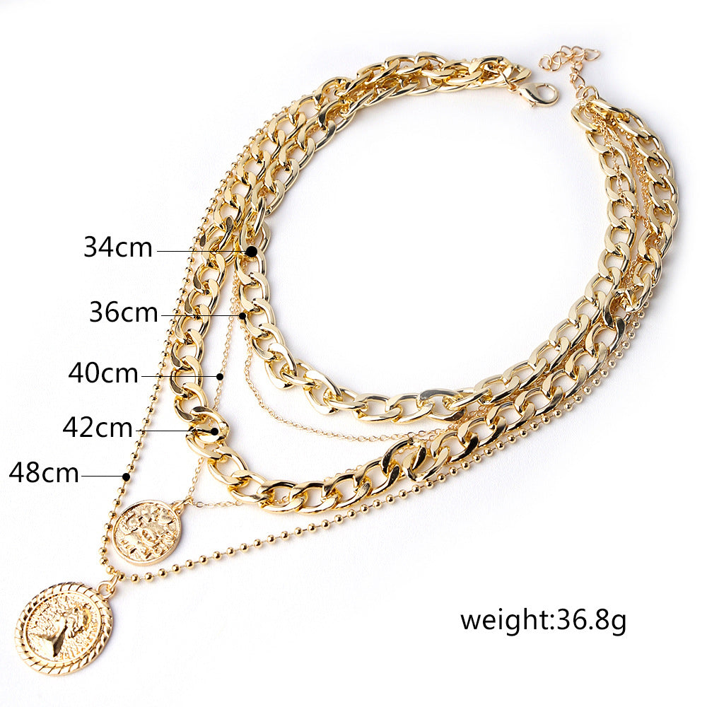 Nueva Joyería Europea Y Americana, Collar Colgante Con Medalla De Múltiples Capas, Artículos De Tendencia De Moda Para Mujer