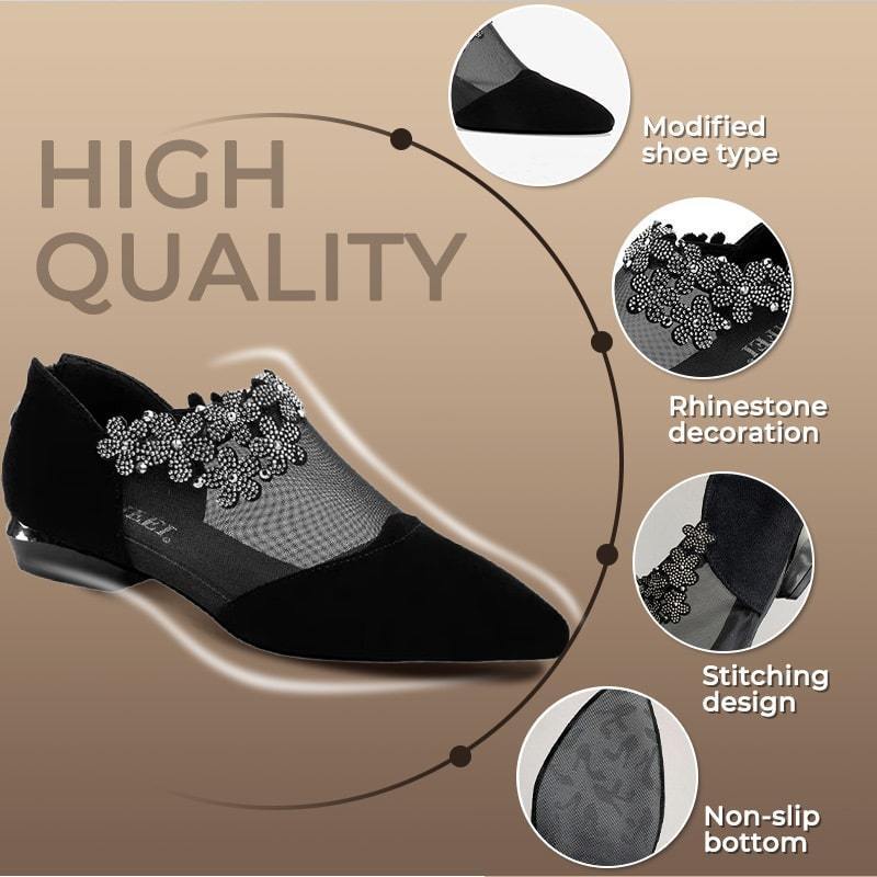 Zapatos De Tacón Grueso Hueco De Diamantes De Imitación