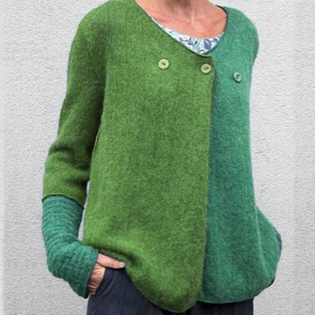 Jersey De Punto De Costura Con Botones En La Parte Superior Suéter Con Cuello En V Mujer