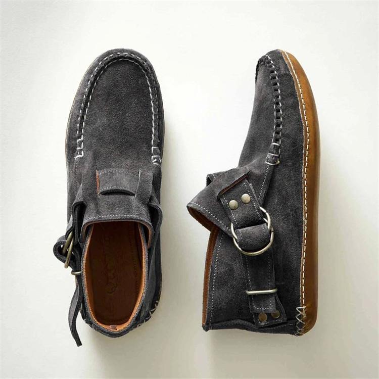 Zapatos casuales de pareja con pedal de suela plana y hebilla de color sólido - MXbueno
