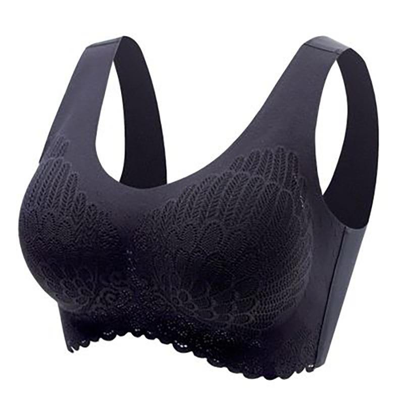 Sujetador de encaje con almohadilla de látex a prueba de golpes y cómodo push up inalámbrico - MXbueno