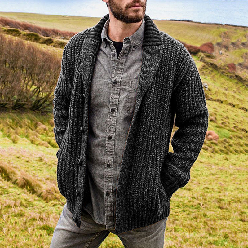 Otoño / Invierno Chaqueta De Punto De Manga Larga De Color Sólido Para Hombre Chaqueta De Suéter De Punto