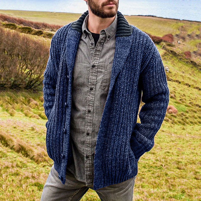 Otoño / Invierno Chaqueta De Punto De Manga Larga De Color Sólido Para Hombre Chaqueta De Suéter De Punto