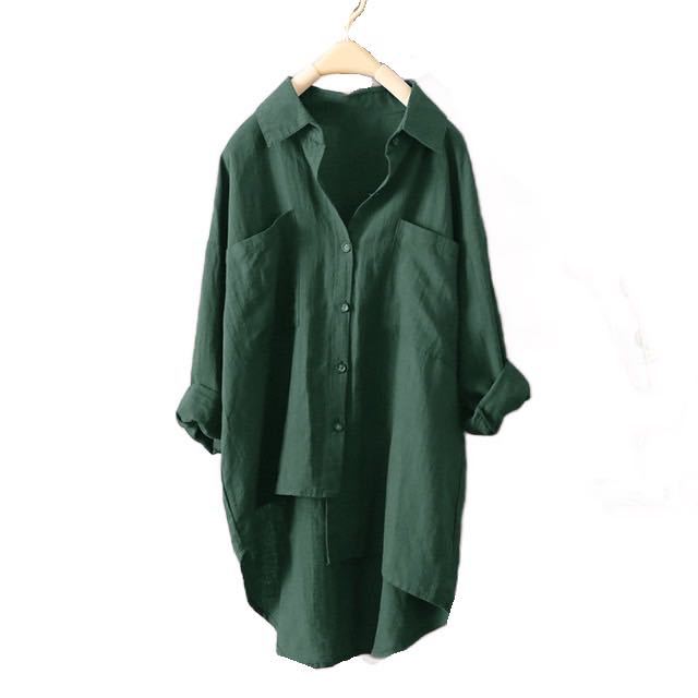 Camisa De Color Sólido De Estilo Casual, Nuevo Producto De Otoño, Rebeca Para Mujer, Doble Bolsillo, Manga Larga, Temperamento, Top