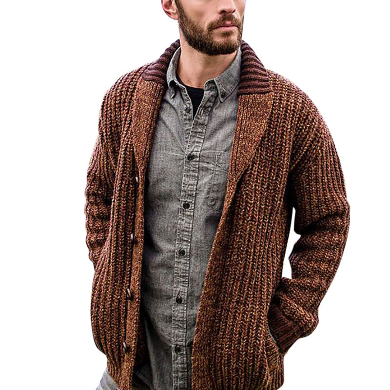 Otoño / Invierno Chaqueta De Punto De Manga Larga De Color Sólido Para Hombre Chaqueta De Suéter De Punto