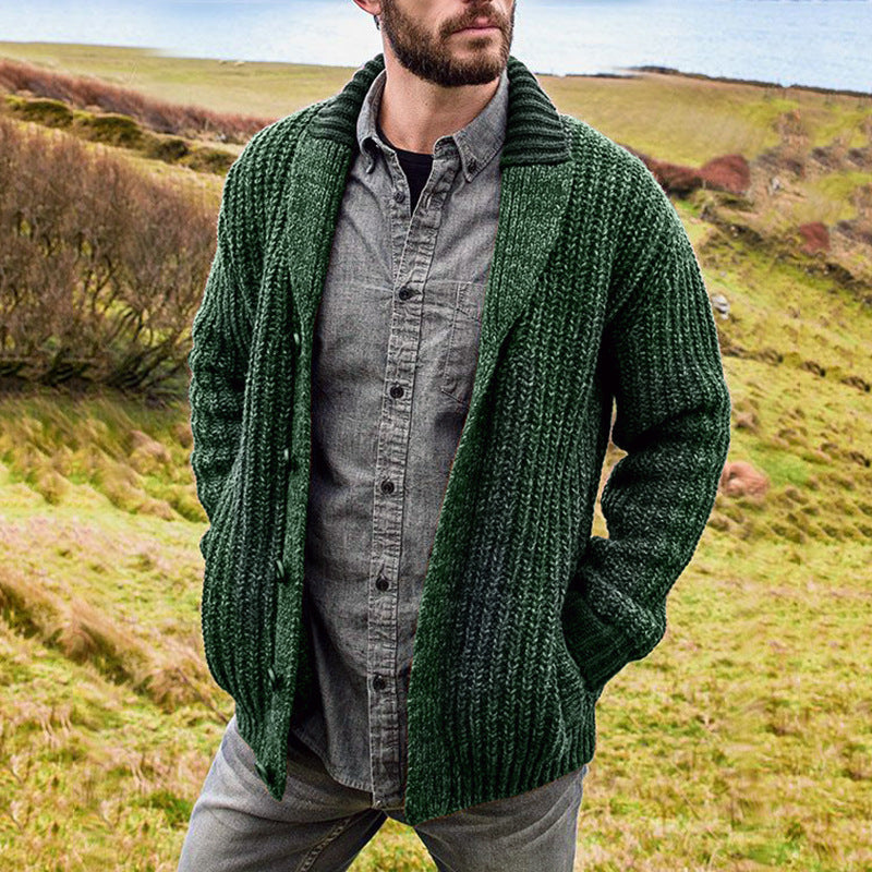Otoño / Invierno Chaqueta De Punto De Manga Larga De Color Sólido Para Hombre Chaqueta De Suéter De Punto
