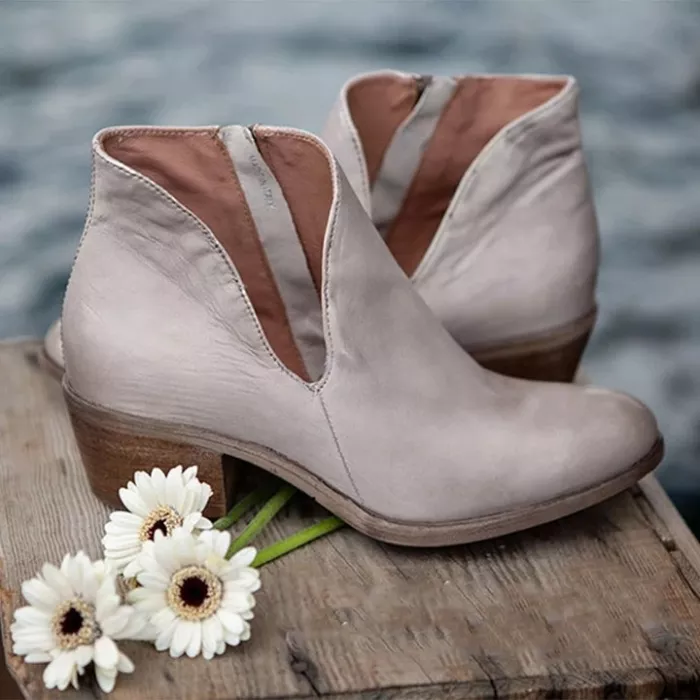 Botines Vintage Con Cremallera Lateral