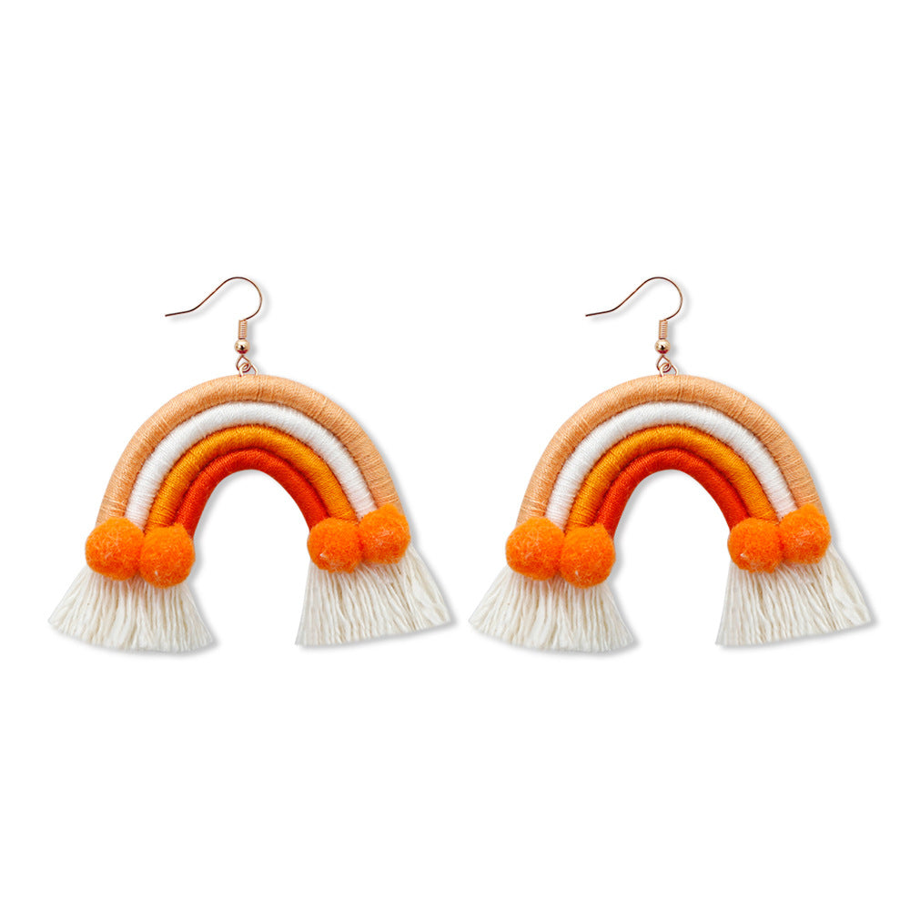 Pendientes De Navidad Europeos Y Americanos Mujer Creativa Comercio Exterior Dibujos Animados Navidad Bohemia Borla Tejiendo Pendientes Hechos A Mano