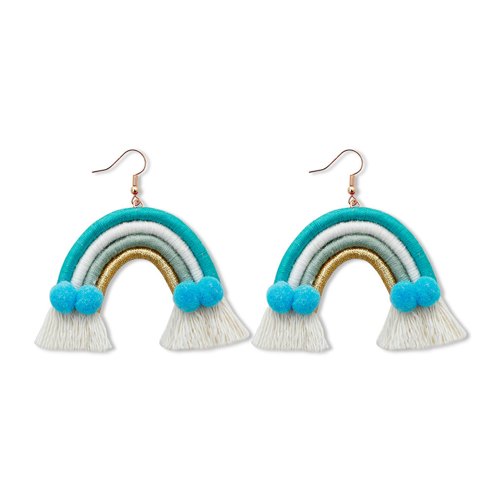Pendientes De Navidad Europeos Y Americanos Mujer Creativa Comercio Exterior Dibujos Animados Navidad Bohemia Borla Tejiendo Pendientes Hechos A Mano